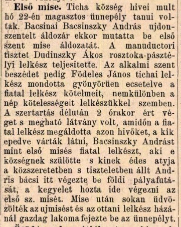 Bacsinszky András, bacsinai